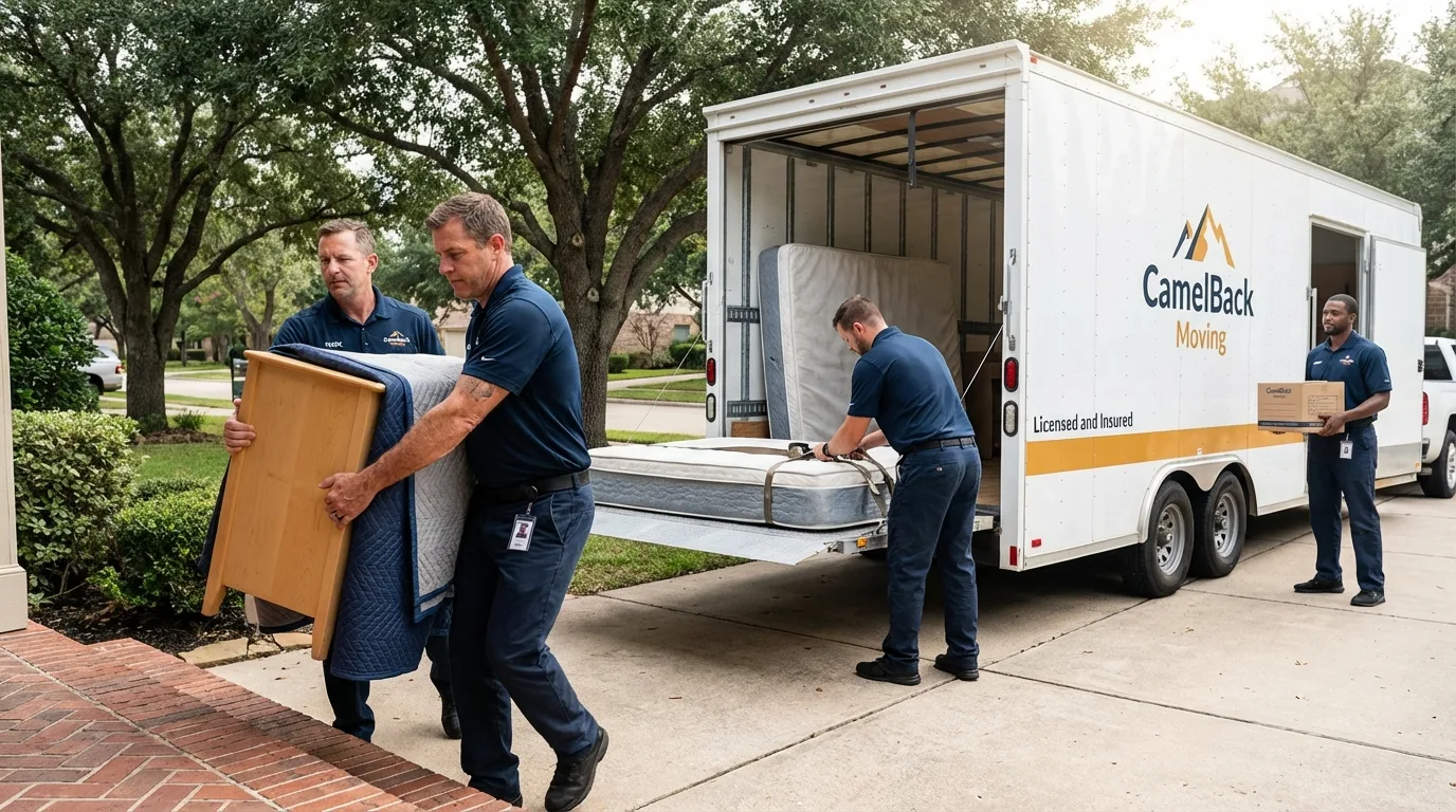 Crew loading residential truck for cross-state move from Hastings, PA