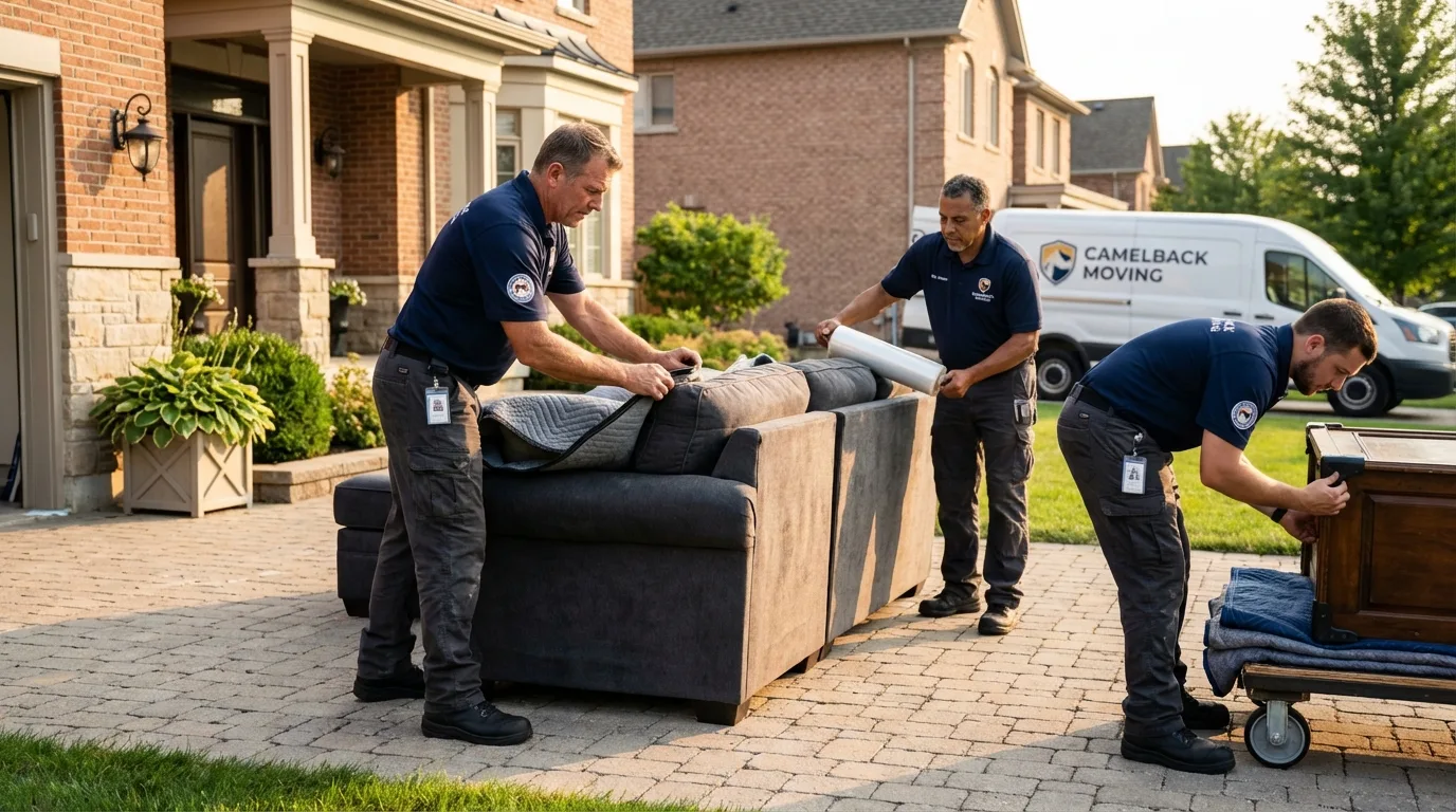 Large estate moving crew wrapping furniture in Hastings, PA
