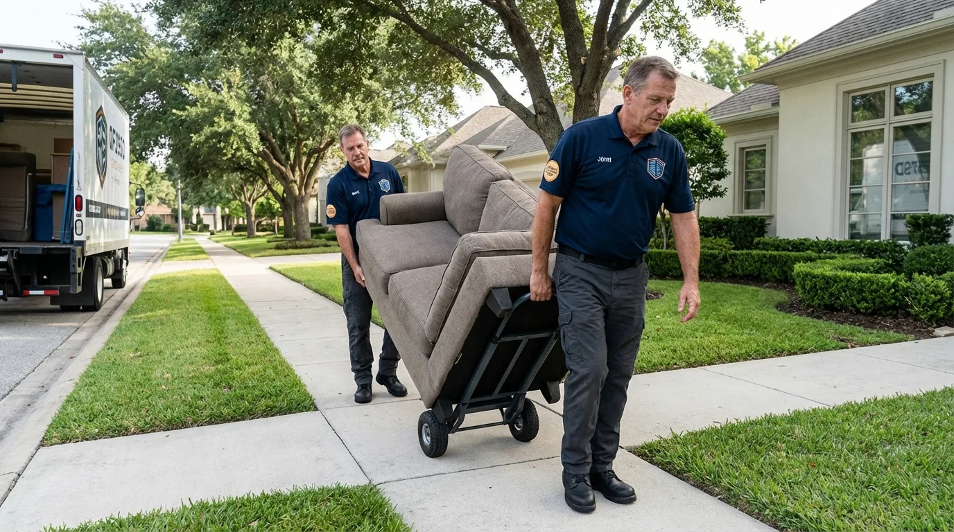 Local residential moving crew loading furniture in Hastings, PA
